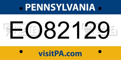 EO82129 Pennsylvania License Plate