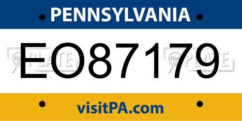EO87179 Pennsylvania License Plate