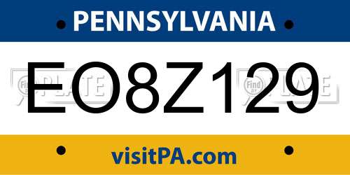 EO8Z129 Pennsylvania License Plate