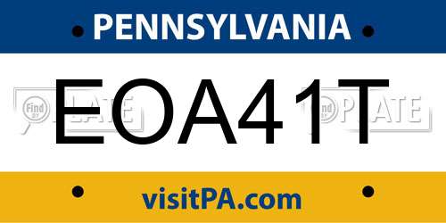 EOA41T Pennsylvania License Plate