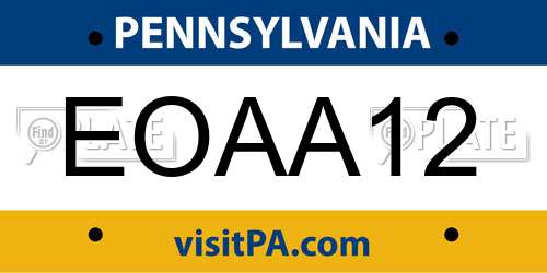 EOAA12 Pennsylvania License Plate