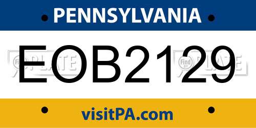 EOB2129 Pennsylvania License Plate
