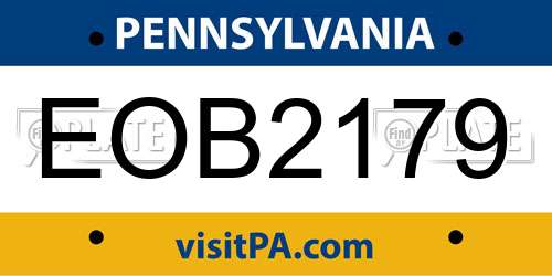 EOB2179 Pennsylvania License Plate