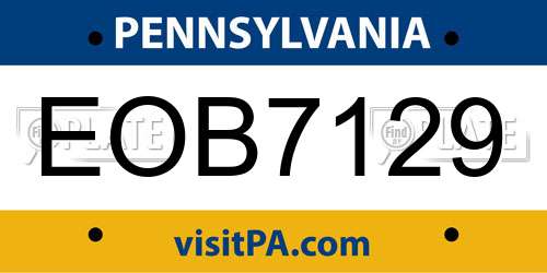 EOB7129 Pennsylvania License Plate