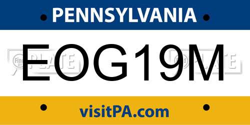 EOG19M Pennsylvania License Plate