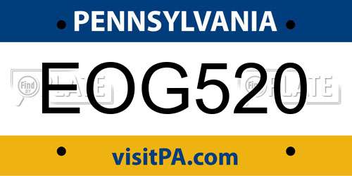 EOG520 Pennsylvania License Plate