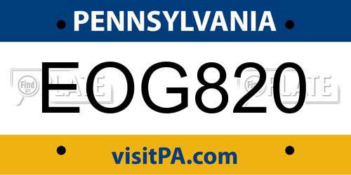 EOG820 Pennsylvania License Plate