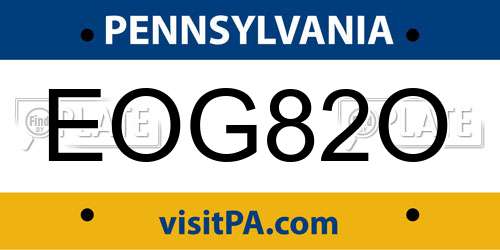 EOG82O Pennsylvania License Plate