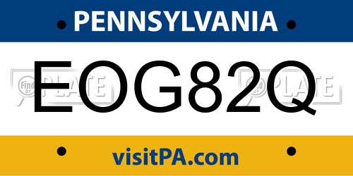 EOG82Q Pennsylvania License Plate
