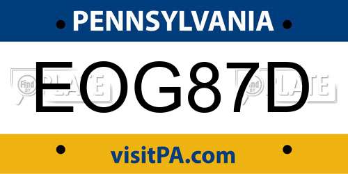 EOG87D Pennsylvania License Plate