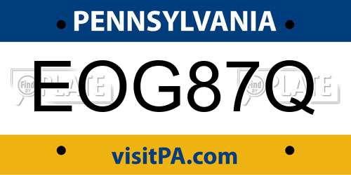 EOG87Q Pennsylvania License Plate
