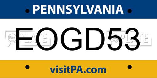 EOGD53 Pennsylvania License Plate