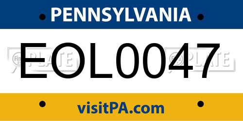 EOL0047 Pennsylvania License Plate