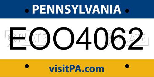 EOO4062 Pennsylvania License Plate