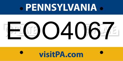 EOO4067 Pennsylvania License Plate