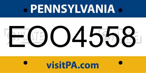 EOO4558 Pennsylvania License Plate