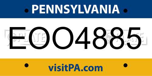 EOO4885 Pennsylvania License Plate