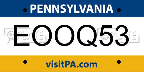 EOOQ53 Pennsylvania License Plate