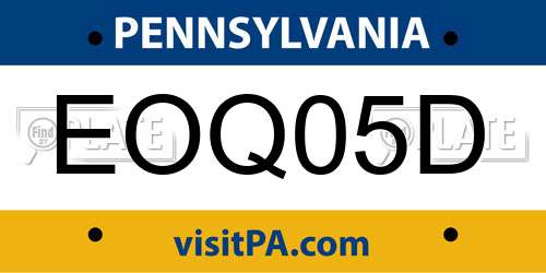 EOQ05D Pennsylvania License Plate