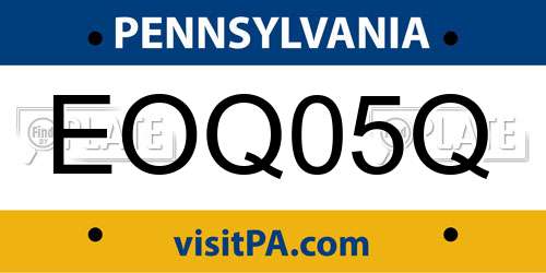 EOQ05Q Pennsylvania License Plate