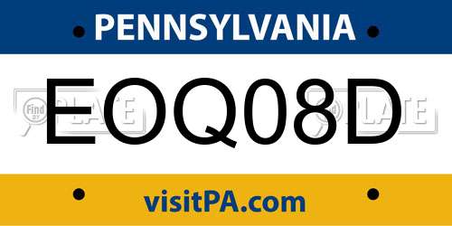 EOQ08D Pennsylvania License Plate