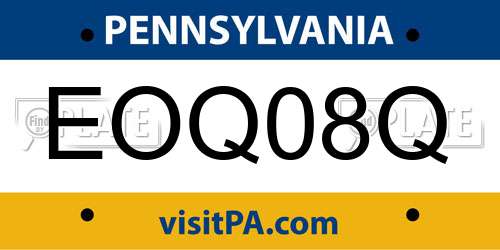 EOQ08Q Pennsylvania License Plate