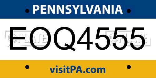 EOQ4555 Pennsylvania License Plate
