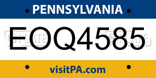 EOQ4585 Pennsylvania License Plate