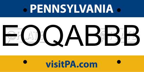 EOQABBB Pennsylvania License Plate