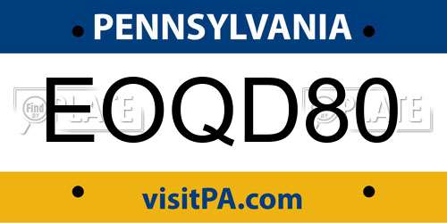 EOQD80 Pennsylvania License Plate