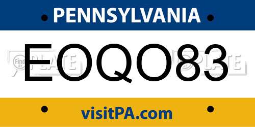 EOQO83 Pennsylvania License Plate