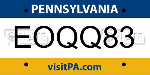 EOQQ83 Pennsylvania License Plate