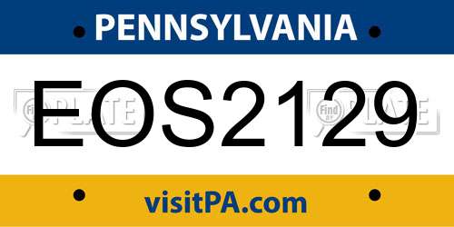 EOS2129 Pennsylvania License Plate
