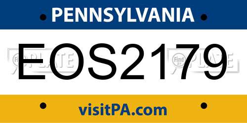 EOS2179 Pennsylvania License Plate