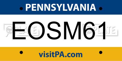 EOSM61 Pennsylvania License Plate