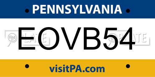 EOVB54 Pennsylvania License Plate