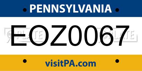 EOZ0067 Pennsylvania License Plate