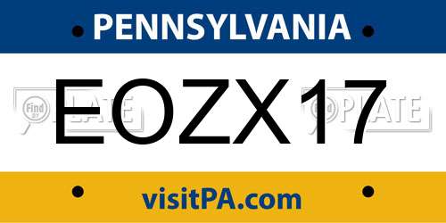 EOZX17 Pennsylvania License Plate
