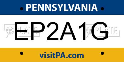 EP2A1G Pennsylvania License Plate