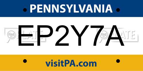 EP2Y7A Pennsylvania License Plate