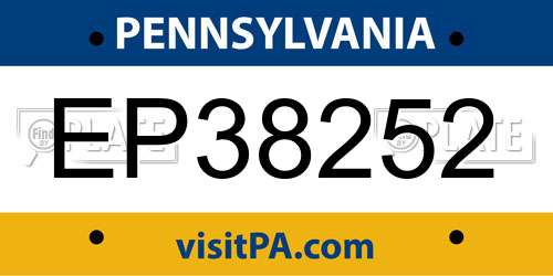 EP38252 Pennsylvania License Plate