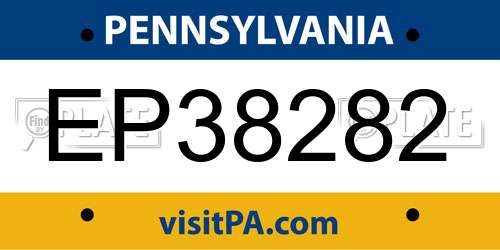 EP38282 Pennsylvania License Plate