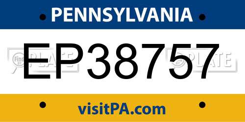 EP38757 Pennsylvania License Plate