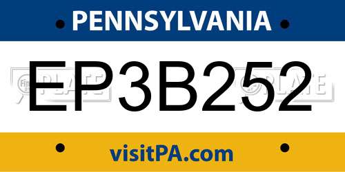 EP3B252 Pennsylvania License Plate