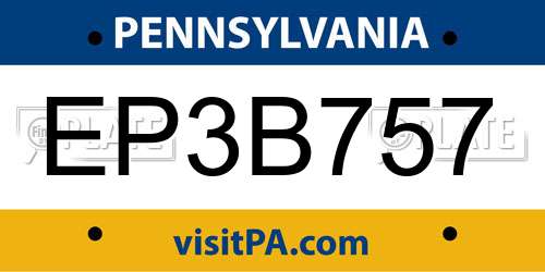 EP3B757 Pennsylvania License Plate