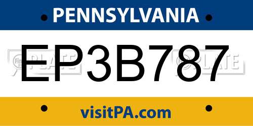 EP3B787 Pennsylvania License Plate