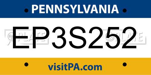EP3S252 Pennsylvania License Plate