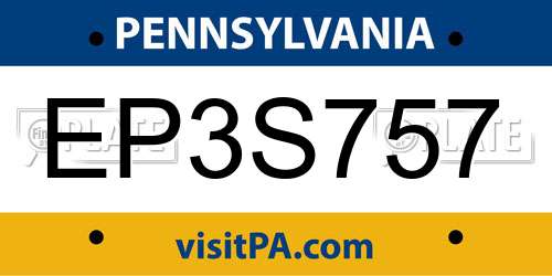 EP3S757 Pennsylvania License Plate