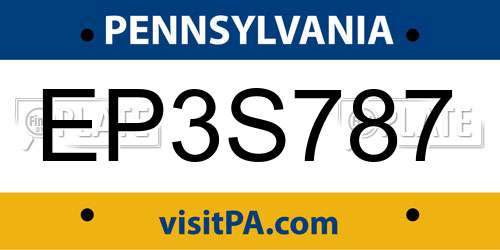 EP3S787 Pennsylvania License Plate