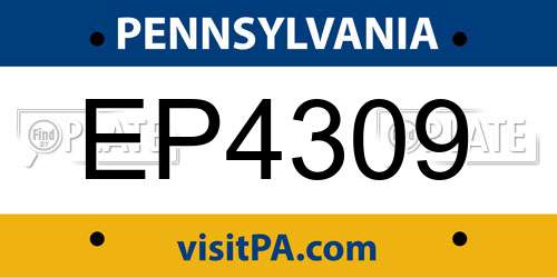 EP4309 Pennsylvania License Plate